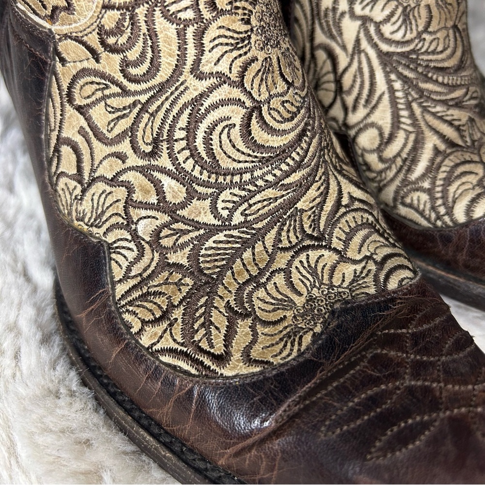 Old Gringo Fieta Boots Bone and Chocolate size 8 - Picture 5 of 11